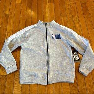 New NBA Gray & White Cardigan Sweatshirt Full Zip Jacket youth Size 14/16 NWT